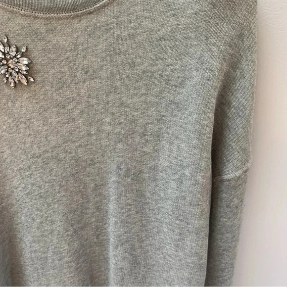 J.Crew Heather Gray Jeweled Embellished Glam Sweatshirt Sweater Top  S - Picture 9 of 12